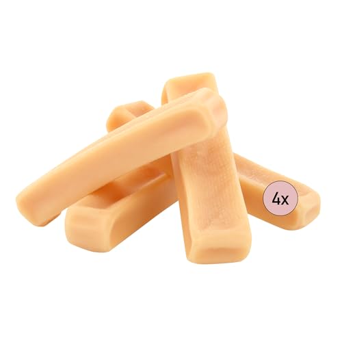 Kauies Kaukäse - 100% natürliche Käsestange für Hunde aus frischer Kuhmilch, proteinreich, laktosefrei, glutenfrei, Zahnpflege, Handmade in Germany - Größe S (4 x 35g) für Hunde bis 6kg