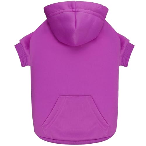 Image of Dog Hoodie Dog Sweaters for Small Dogs,Pet Sweater Solid Soft Brushed Fleece Pet Clothes Hoodie Sweatshirt with Pocket(Purple-XS)