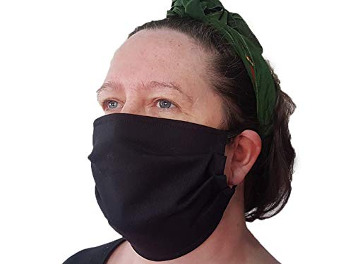 3 Pieces, 2 Layer, Cotton, Washable & Reusable Face Mask. Made in The UK by Natural Solutions. Adult, Anti-fog, Haze, Dustproof Fabric Mask. For Running, Cycling, Outdoor Activities, Black