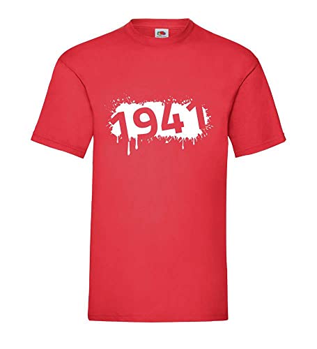 T-shirt rouge pour homme 1941 Farbklecks en taille grande taille XXXL