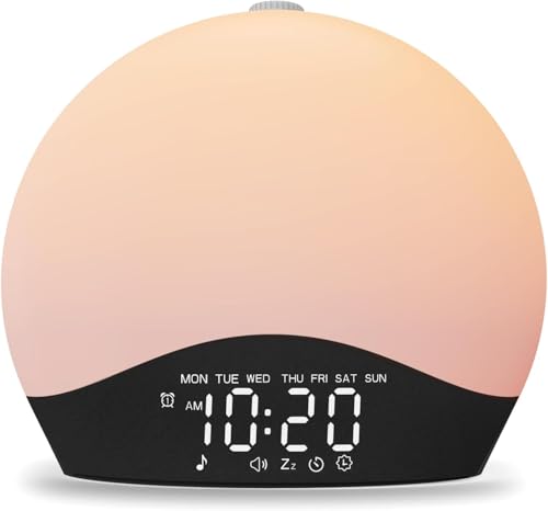 Image of Sunrise Alarm Clock White Noise Sound Machine with 25 Soothing Sounds, 17 Night Lights, Bluetooth Speaker, Wake Up Light Alarm Clock for Bedrooms, Heavy Sleepers, Ideal Gift for Baby, Kids, Seniors