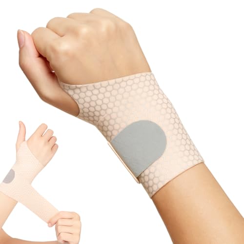 手首サポーター 固定 薄手 手首保護 通気性 腱鞘炎 捻挫 保護 親指ホール付き 軽量 スポーツ用 家事 育児 リストラップ パソコン作業 男女兼用 左右兼用 (ベージュ)