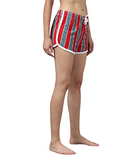 Image of KOTTY Pure Cotton Red and Purple Striped Women Night Short - Pack of 2 (Red&Purple)