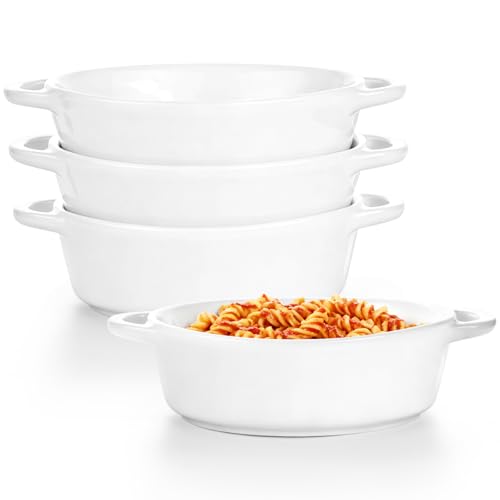 Pie Dish for Oven 4 Pack Oval Baking Dish Set Hioph Oven Lasagne Dish for Lasagne Pies Soufflé and Single-Serving BakingWhite