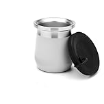 balibetov Yerba Mate Gourd – 9 fl oz Stainless Steel Yerba Mate Cup with Double-Wall Insulation, Non-Slip Base, Spill-Proof Silicone Lid – Mate Argentino – Mate Mugs. (Gray)
