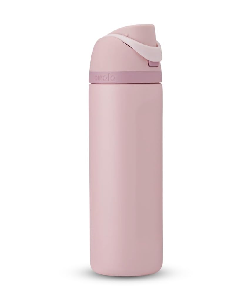 Owala Stainless Steel Water Bottle, 24 Oz, Rose Quartz Pink, Flip-Top Lid