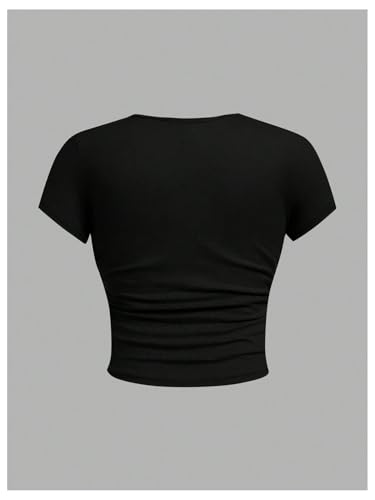 Image of SOLY HUX Girl's Basic Crop Top Set Crew Neck Short Sleeve T-Shirts 3 Packs Casual Summer Fitted Tees