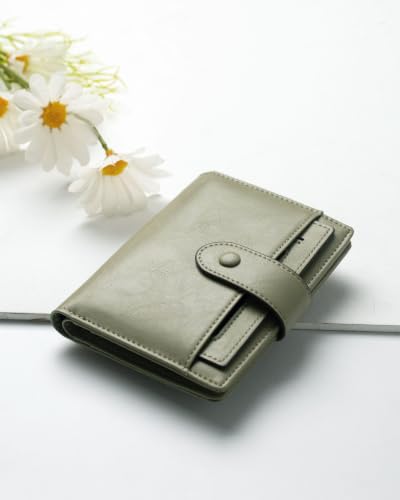 Image of Alldaily Small Slim RFID Blocking Leather Wallet for Women, Bifold with 10 Card Slots and Coin Pocket (Sage Green)