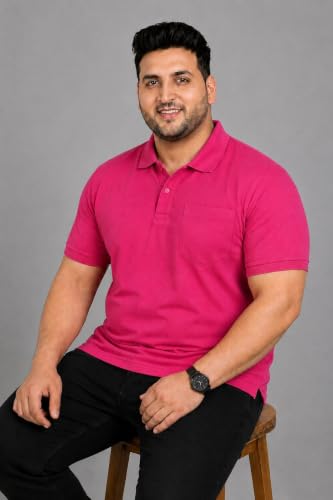 Image of INKKR Plus Size Solid Men's Polo Neck T-Shirt