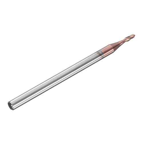 Image of HARFINGTON Ball Nose End Mill 2 Flute 0.063 inch Diameter 1 /8 inch Shank Tungsten Carbide Uncoated Spiral CNC Router Bits 0.189 inch Cutting Length Single End Ball for Carving Engraving Grinding