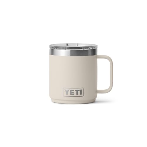 YETI Rambler 10 oz Ceramic Lined Stackable Mug, Vacuum Insulated, Stainless Steel with MagSlider Lid, Cape Taupe