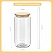 20 Pack Sublimation Glass Cans Transparent Sublimation Beer Glass Can Shaped with Bamboo Lids Borosilicate Glasses Tumbler Mason Jar Cups Mug with Straw for Beer, Juice, Soda, Iced Coffee, Drinks 16oz