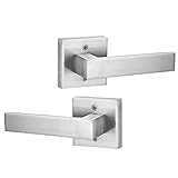 Berlin Modisch Contemporary Square Dummy Lever Door Handle Pack of 2 Non-Turning Single Side Pull Only Lever Set [for Closet or French Doors] Heavy Duty - Satin Nickel Finish