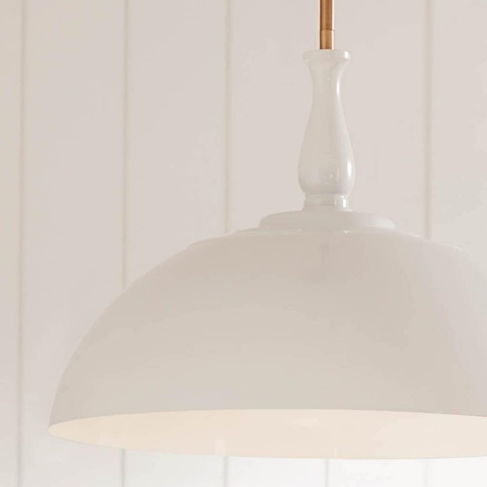 Kichler Fira 18 Inch 1 Light Pendant in Greige, White and Natural Brass