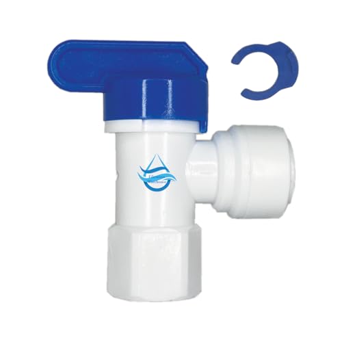 FW Water Storage Tank Ball Valve Shut Off, 3/8 inch Quick Connect x 1/4 inch NPTF Female Thread. For Reverse Osmosis Water Storage Tanks and Other Plumbing Uses. Compare to PPSV501222WP