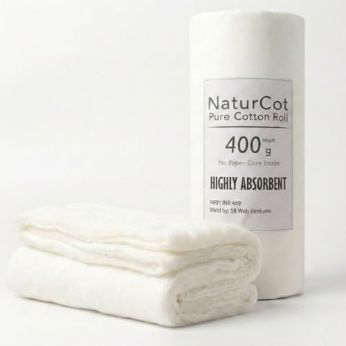 Image of Premium Absorbent Cotton Roll (800g Net Weight without paper 400g X 2) | Soft & Highly Absorbent | Coreless & Pure Cotton for Makeup Removal, Baby Care, Skincare & Everyday Wellness (No Paper Tube) (2, 400 grams)
