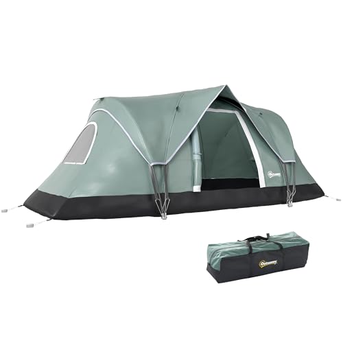 Outsunny 5-6 Person Outdoor Camping Tent, Family Tent with 3 Windows, Lighting Hook and Carrying Bag for Camping, Hiking and Travelling, Green image 6