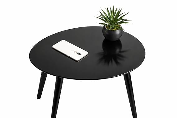 Image of Shoppee Foldable Oval Shaped Bed Side Table for Coffee Tea & Living Room Beauty Full Table (Full Black, Medium)