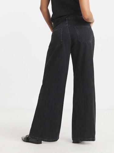 Image of KOTTY Women's High Waist Wide Leg Button Coin Pocket Straight Fit Jeans Stylish Regular to Plus Size Fit Denim Jeans for Women
