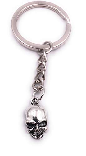 H-Customs crâne crâne porte-clés pendentif en métal argenté