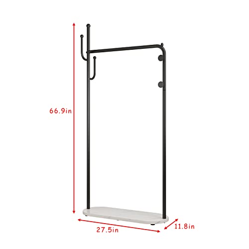 Metal Coat Rack Freestanding With Natural Marble Base, Entryway Coats Hanger Stand With 3 Hooks, Home Hotel Hall Tree-Black #TOP6
