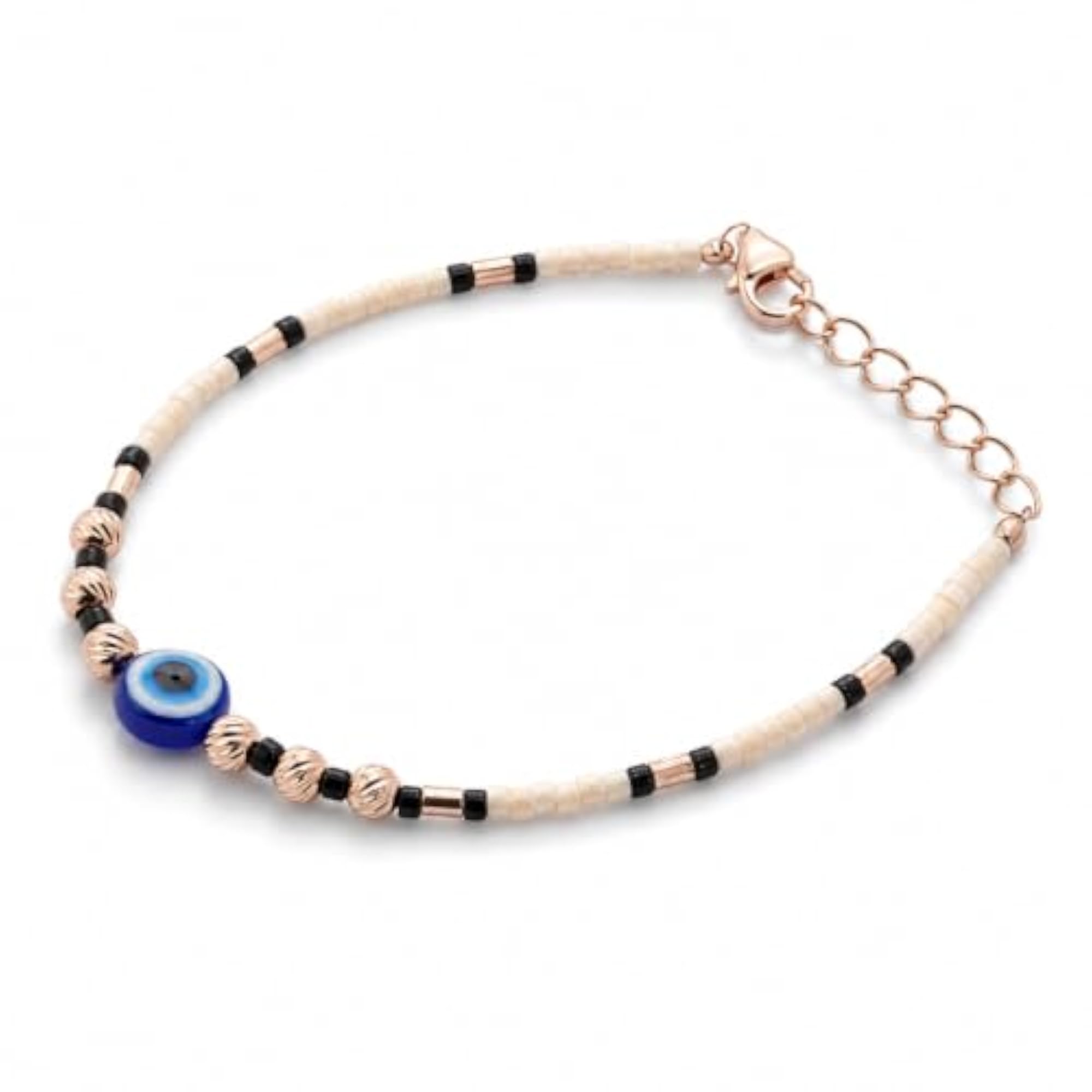 Kids' White Stone Beaded Bracelet Pair, 925 Sterling Silver Gift