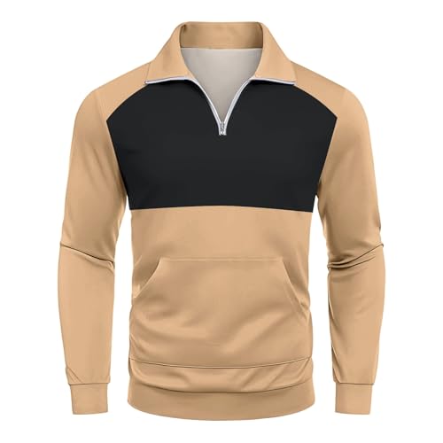 RTRDE Men's Quarter Zip Sweatshirts, Long Sleeve Color Block Casual Athletic Workout Golf Pullover Sweaters, M-3XL2