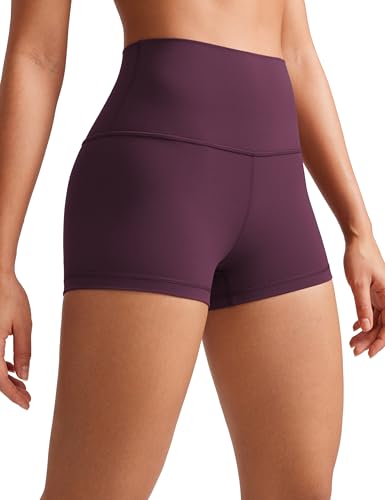 CRZ YOGA Womens Butterluxe High Waisted Biker Shorts 2.5 Inches - Yoga Workout Spandex Running Volleyball Booty Deep Purple Medium