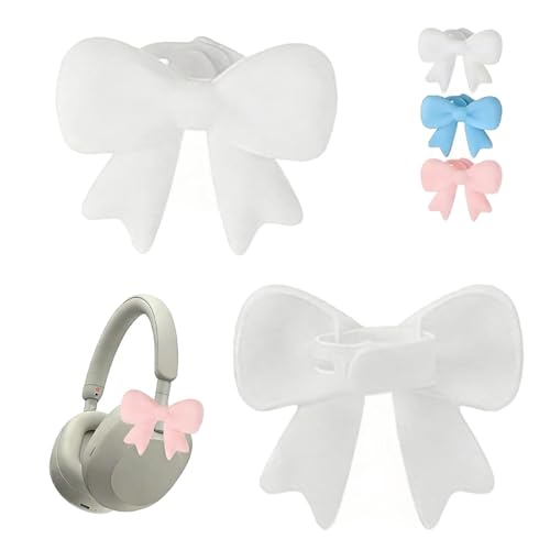 Silicone Bow Headphone Accessory, 2 Pack 3D Bow Decor Headphone
