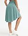 Origiwish Women's High Waist Flowy Midi Skirts Asymmetric Ruffle Hem High Low Skorts with Built-in Shorts Light Blue Green