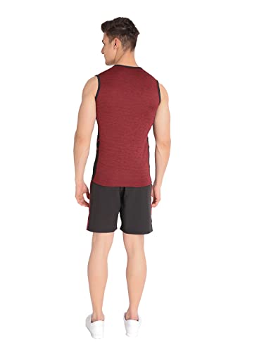 Image of CHKOKKO Men Polyester Printed Gym Co-Ord Sets Sleeveless Tank Top With Shorts