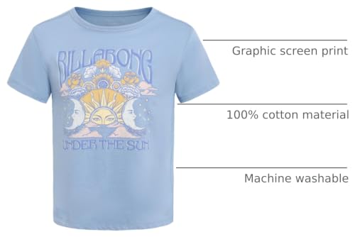 Image of Billabong Girls' Premium Short Sleeve Logo Graphic Tee, Crew Neck T-Shirt, Soft & Comfortable