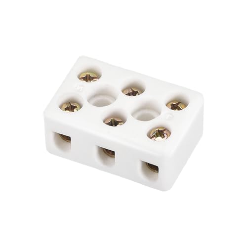 Rebower Bloque de Terminales de Cerámica de Porcelana Resistente al Calor de 3 Vías para Conector
