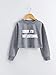 G-Amber Girls Long Sleeve Sweatshirts Kids Crop Print Funny Letters Fashion Pullover Tops Grey