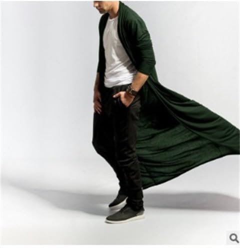 Men's Lightweight Ruffle Shawl Collar Cardigan Open Front Long Length Drape Cape Overcoat2