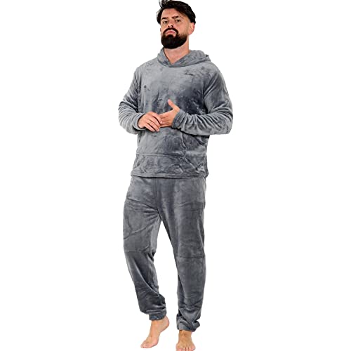 A2Z Mens Pyjamas Soft Warm Fleece Twosie Adults Hooded Long Sleeves Pyjamas 2 Piece Gift Set Mens Outfit Set Size S-2XL4