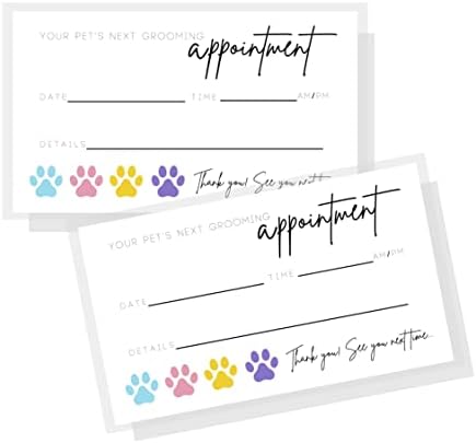 Amazon.com : Boutique Marketing LLC Pet Grooming Appointment Reminder Cards  | Physical Printed 2x3.5inch inches Business Card Size Supplies Matches  Report & Loyalty Paw Print Design : Office Products