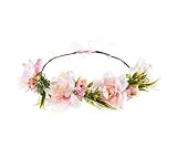 Lofruiin Women's Bohemian Fashion Flower Wreath Adjustable Grass Ring Crown Beach Party Floral Headpiece (B- Pink)