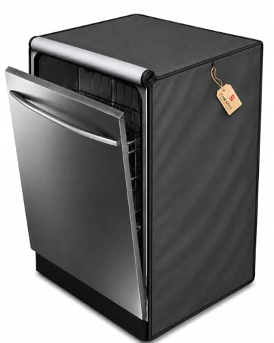Image of Waterproof Dishwasher Cover for 12 to 15 Place Setting | Suitable with Bosch, LG, IFB, Hafele, Faber & More | Dustproof Appliance Protector Zip Cover Universal Fit-(60X60X88cms Grey)