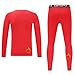 DEVOROPA Youth Boys Fleece Lined Compression Shirts & Pants Kids Girls Thermal Underwear Set Athletic Tops Leggings Baselayer Red L