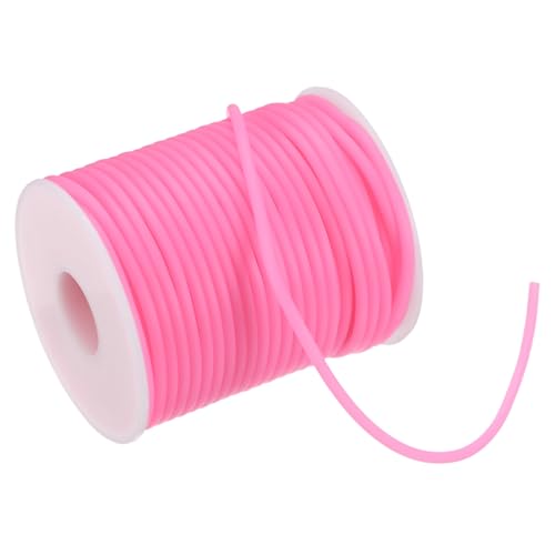 M METERXITY Hollow Pipe Tubing Rubber Cord, 27.3 Yards 3mm Stretchy String with 1.5mm Hole Elastic Strings Barber Cords for Jewelry Making/DIY Crafts/Necklaces/Bracelets [Pink]