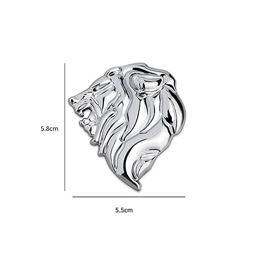Image of 2PCS Lion Head Metal car Emblem 3D Animal Decoration Metal car Badge Rear car Tail Decoration Sticker (Silver)