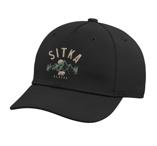 Sitka Alaska Vintage Mountains Grizzly Bear Nature Lover Adjustable Printed Baseball Hat Black