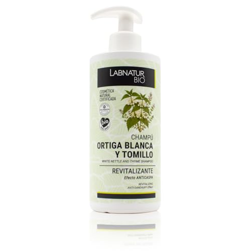 Labnatur Bio Champú Ortiga Blanca y Tomillo - Revitalizante y Anticaspa - Natural Certificado, Ecológico y Vegano - Purifica y Refresca - Calma el Cuero Cabelludo - Fabricado en España - 450 ml