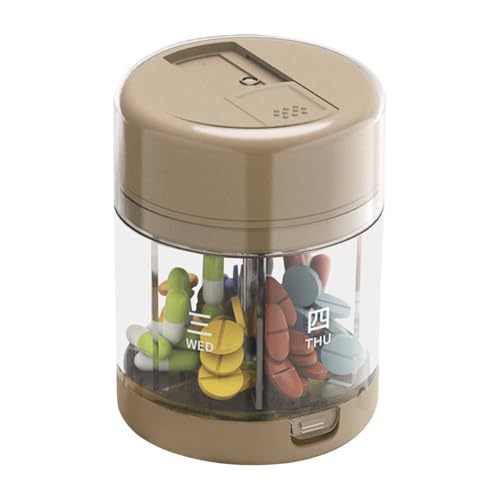 Pastillero Portátil, Organizador Diario de Pastillas, Recipiente de 7 Compartimentos con Cortador para Suplementos y Vitaminas, Almacenamiento de Medicación para Bolso, Camping, Familia y
