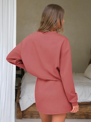 EXLURA Women 2 Piece Sets Cotton Tracksuits Workout Set Crewneck Sweatshirt Skort Short Skirt Fall Tennis Sweat Suits Pockets3