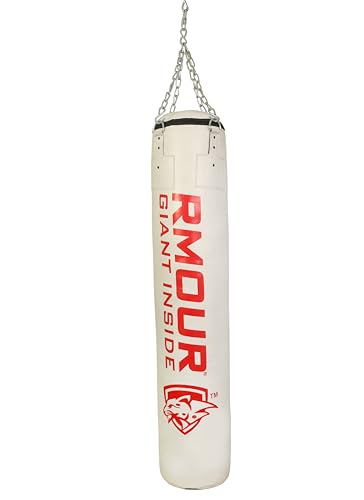 Image of RMOUR Unfilled PU Punching Bag for Boxing MMA Sparring Punching Training Kick Boxing Muay Thai with Hanging Chain (White, 2 Feet)