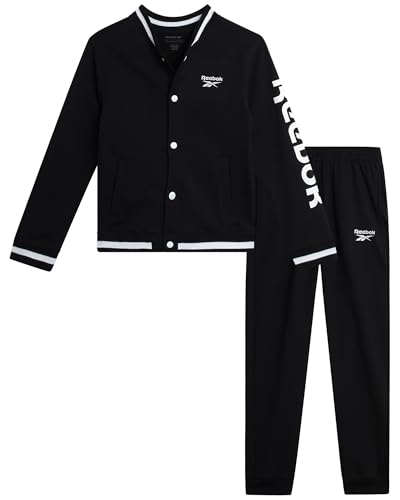Reebok Boys' Active Tracksuit Set - 2 Piece Performance Fleece Varsity Jacket and Jogger Sweatpants for Boys (Sizes: 8-12)