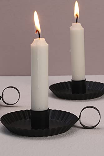 Dn Deconation Candlestick Holders, Black Taper Candle Holders, Halloween Candlestick Holders, Small Iron Candle Holders With Handle, Set Of 3 #TOP2