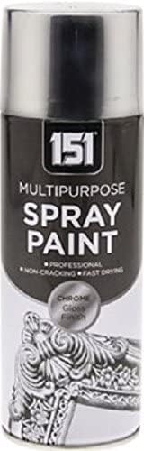 151 Chrome Effect Gloss Multi-Purpose Aerosol Spray Paint 400ml (1 Pack)